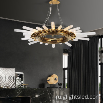 Внутренняя гостиная круглая стеклянная светодиодная люстра подвесной светильник